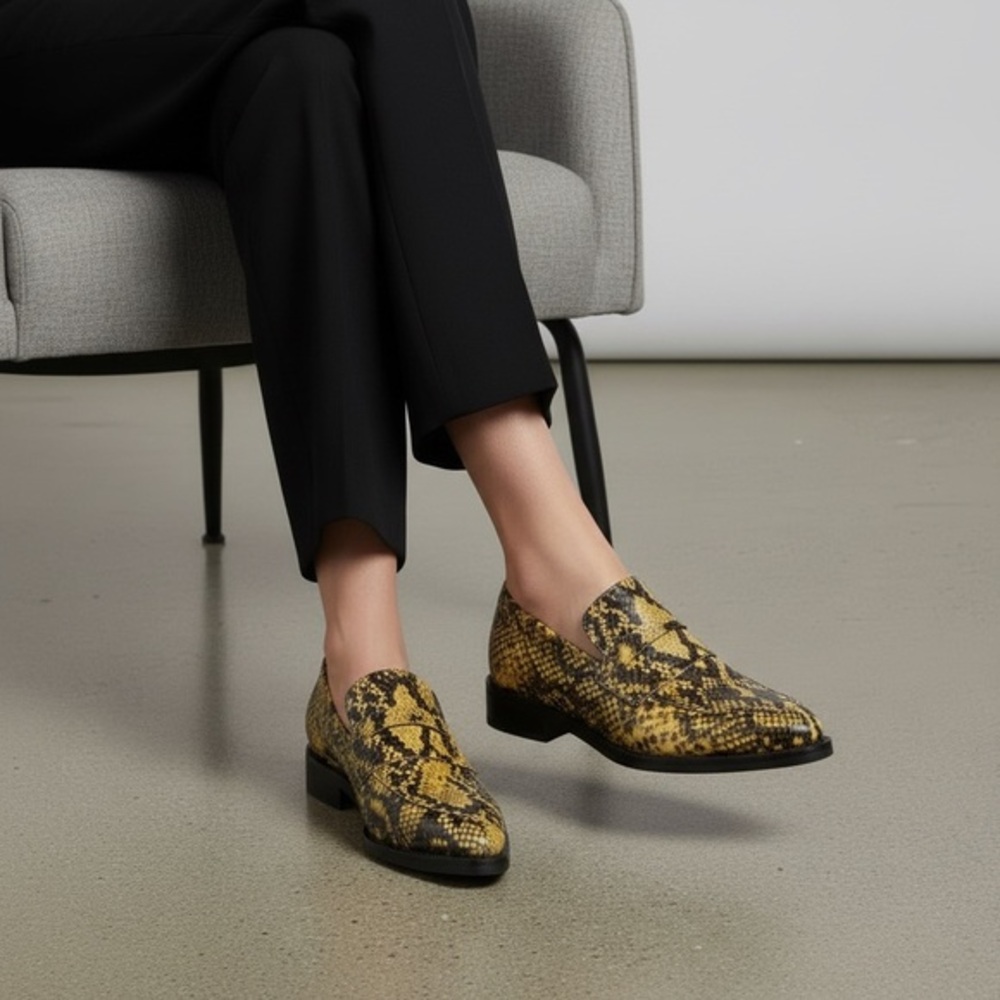 Rebecca Minkoff Yellow Snakeskin Leather Loafers Size 6.5